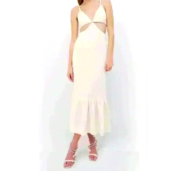 Jonathan Simkhai Ayla Diamante Midi Dress in Egret Sz O Retails $798 Brand New - Picture 1 of 4